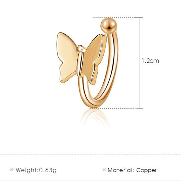 Butterfly Ear Clip Cartilage Earrings, Silver - Picture 6 of 9